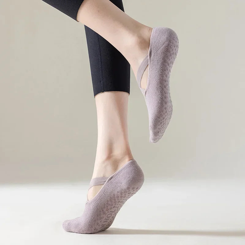 Grippy Yoga Barre Socks For Women Anti Slip Pilates Cotton Socks For Indoor Fitness