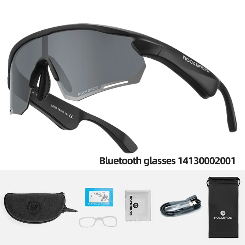 Rockbros Wireless Cycling Glasses Bluetooth 5.2 Polarized UV400