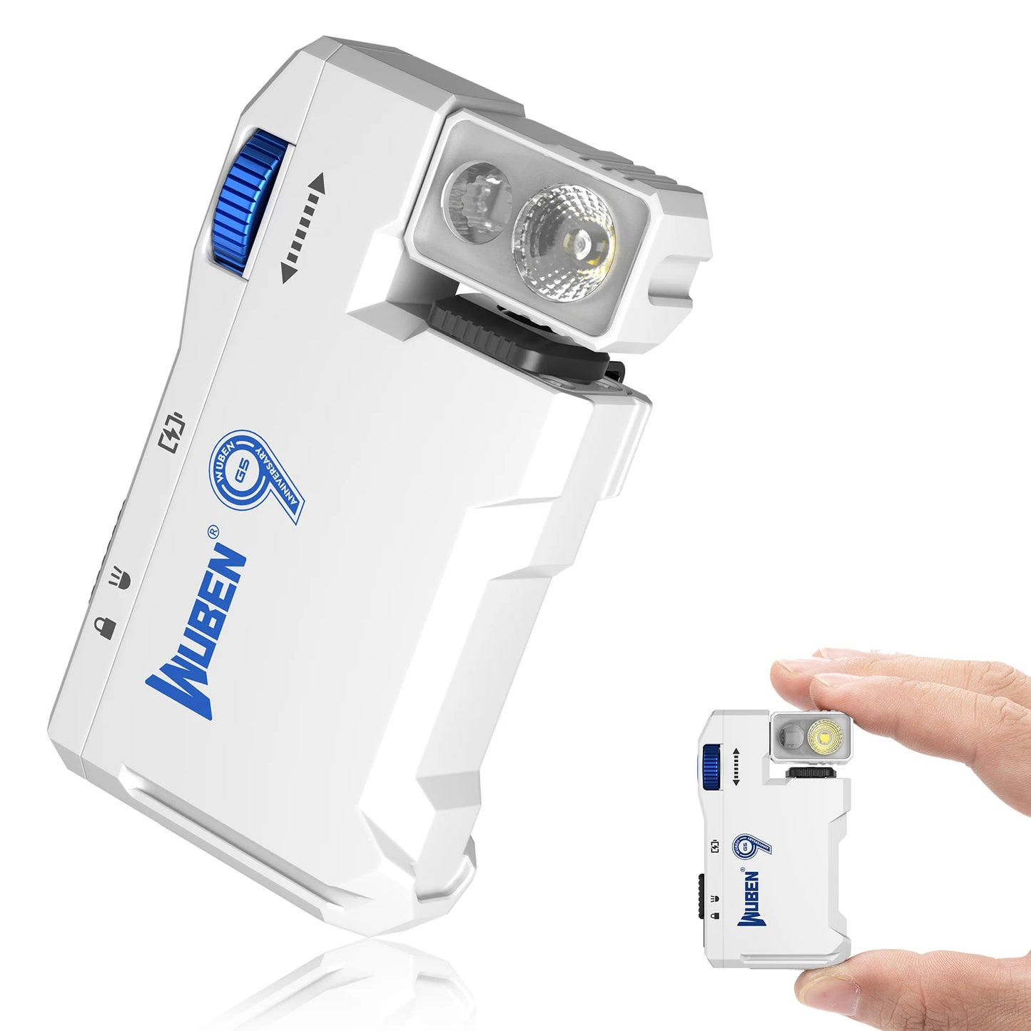 WUBEN G5 Rechargeable EDC Flashlight Dual Light Sources RGB