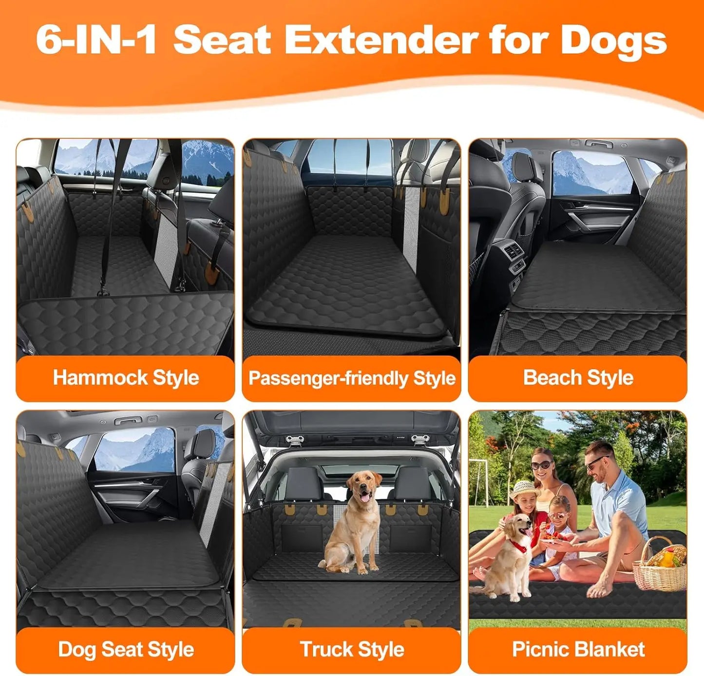 Wedyvko Waterproof Dog Car Seat Hammock Protector for Back