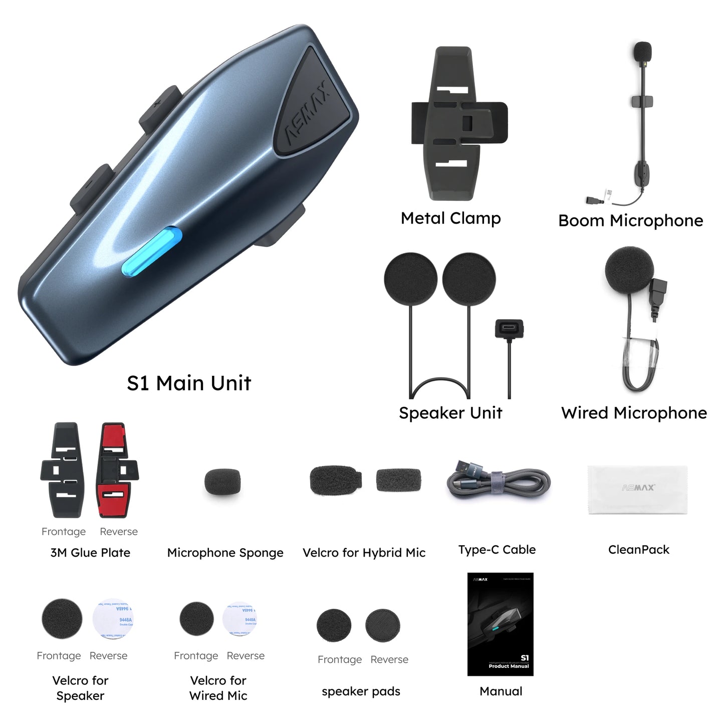 ASMAX S1 Motorcycle Intercom Bluetooth Helmet Headset