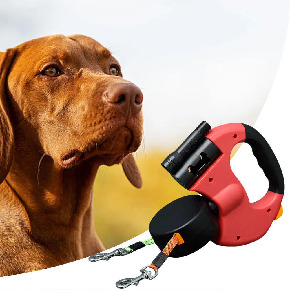 Dual Pet Leash Double Headed LED Retractable Dog Leash Two