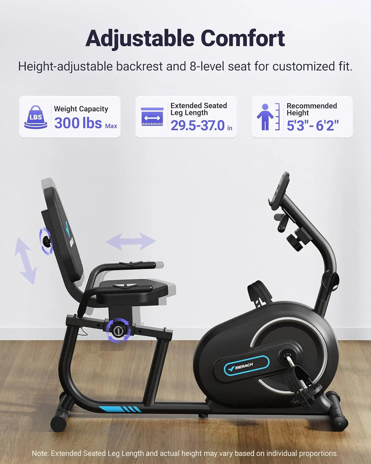 Recumbent Exercise Bike For Home With ProprietaryAppConnectivity And LCD Display