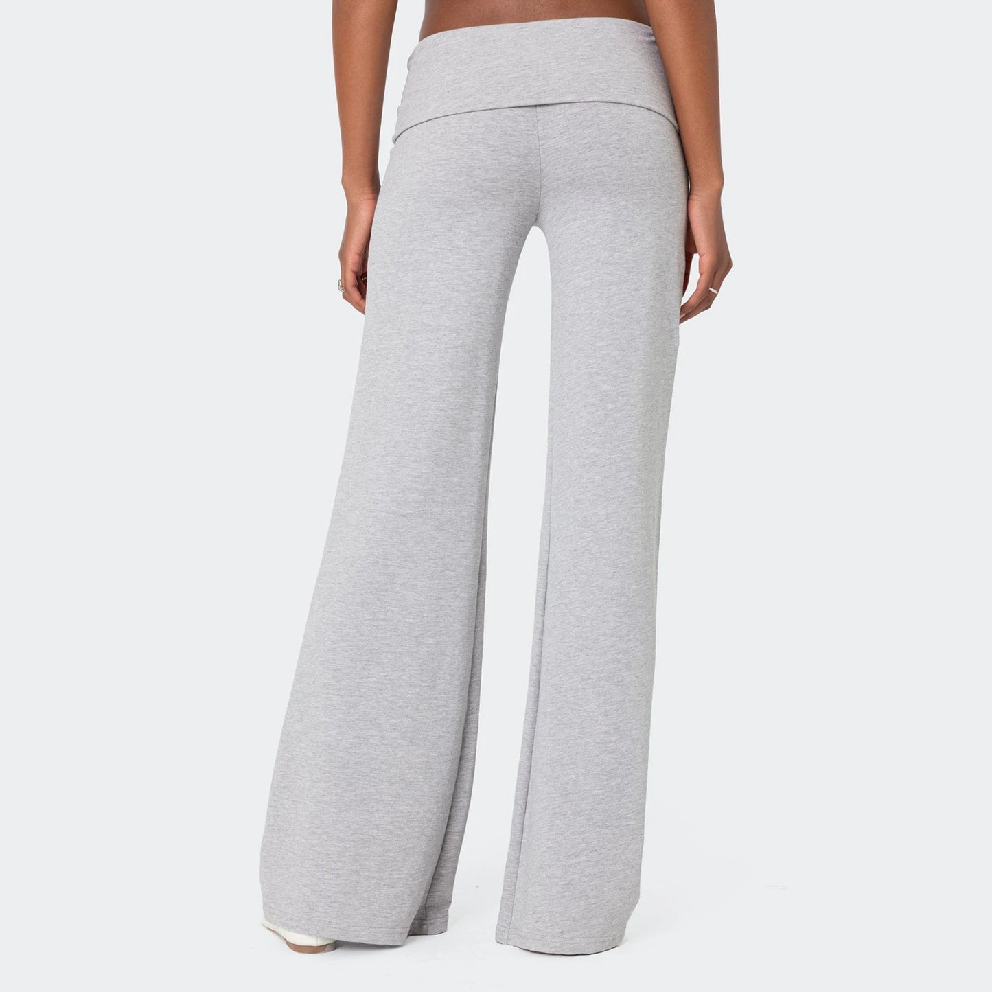 XBTCLXEBCOCN Casual Wide Leg Sweatpants For Women Fold Over Low Rise Flare Yoga Lounge Pants