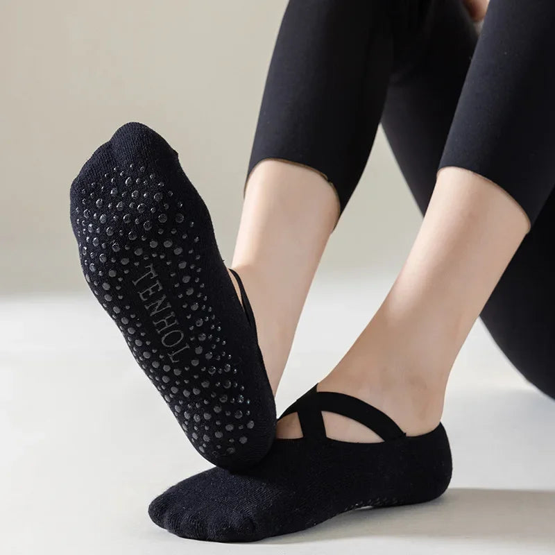Grippy Yoga Barre Socks For Women Anti Slip Pilates Cotton Socks For Indoor Fitness