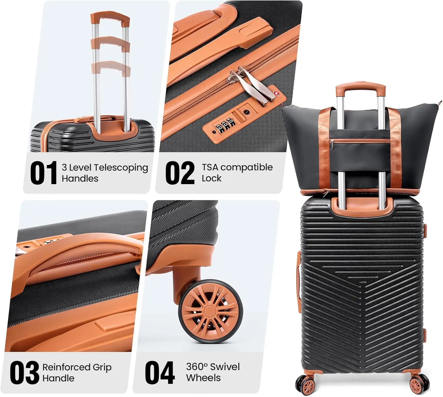 HOTEELCN Luggage Set Carry On ABS PC Hard Shell