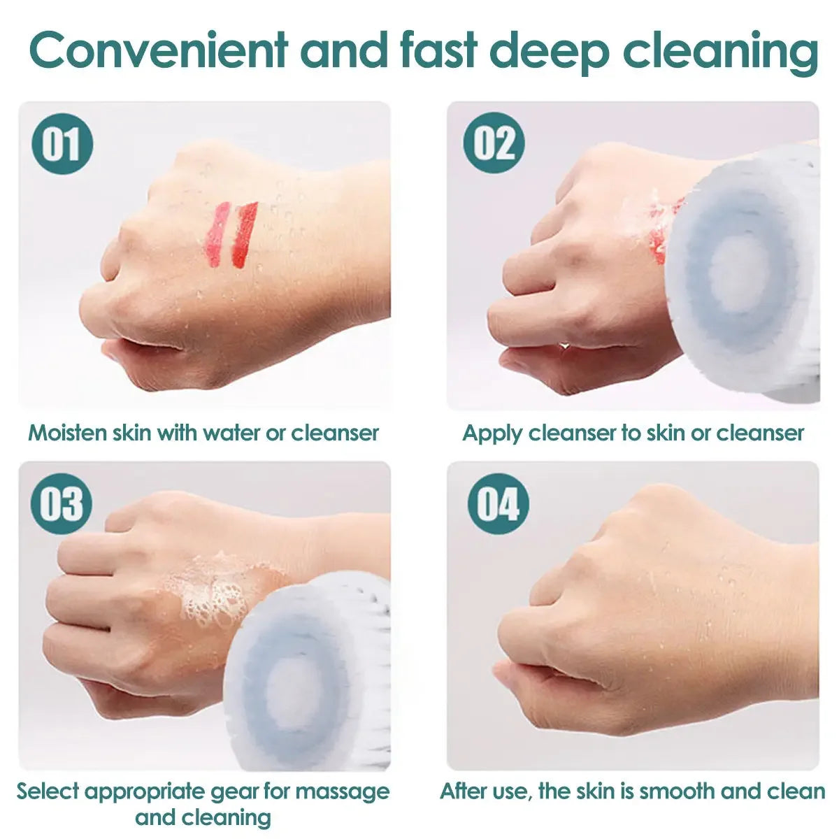 AUKYGGUS Sonic Face Scrubber Facial Cleansing Brush With 5 Interchangeable Heads IPX7 Waterproof Wireless Rechargeable