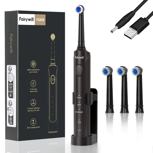 Fairywill T2233 Rechargeable Sonic Toothbrush Powerful Rotation Cleaning for Adults