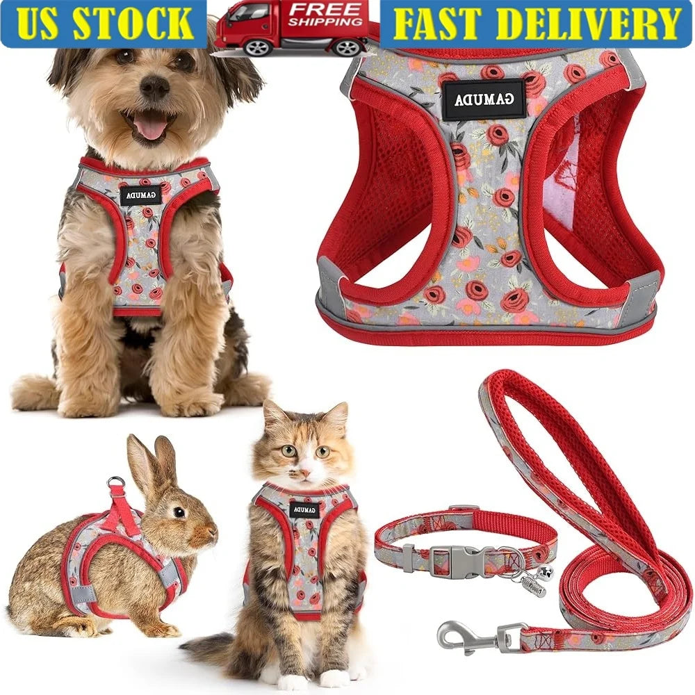 Fujian Dog Harness Collar Leash Set Reflective Step In