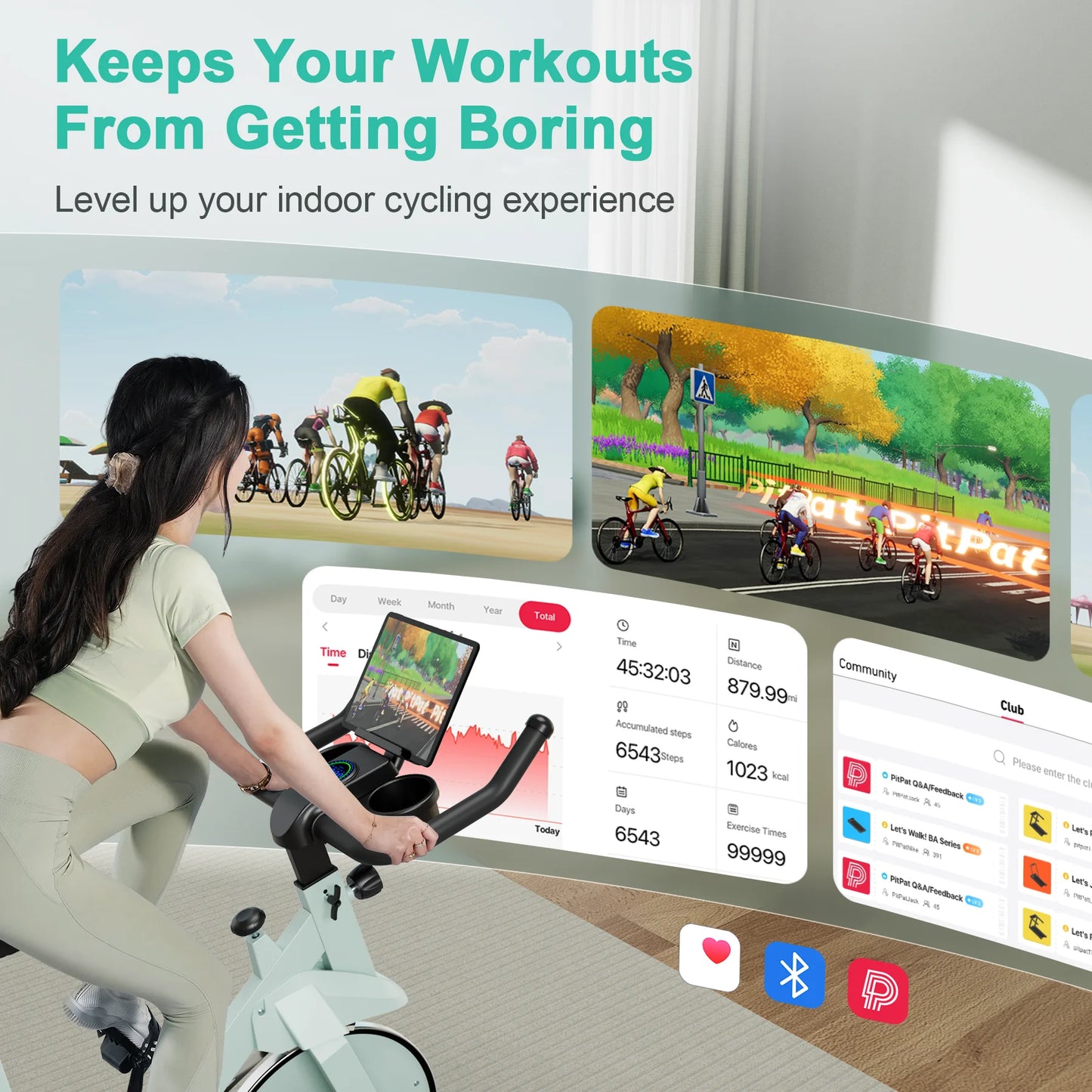 Superun 32 Level Magnetic Resistance Bluetooth Indoor Exercise Bike For Home Use Low Noise