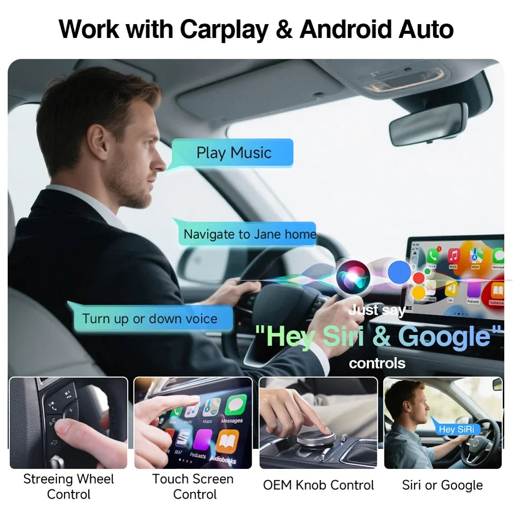MOJOYCE 2 In 1 Wireless CarPlay Android Auto Adapter Converts Wired CarPlay To Wireless Plug And Play