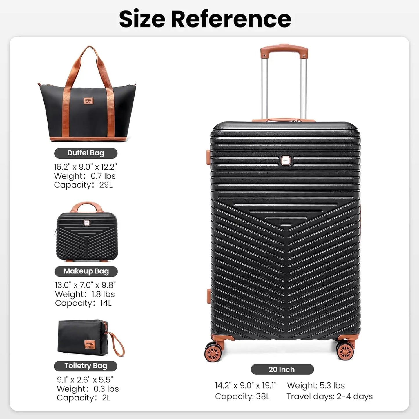 HOTEELCN Luggage Set Carry On ABS PC Hard Shell