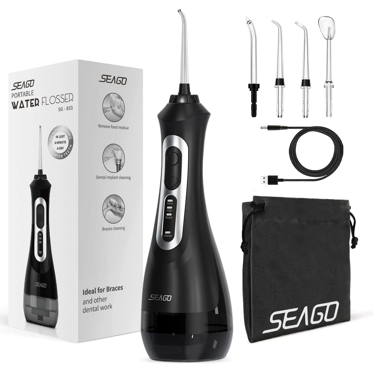 Seago USB Rechargeable Portable Dental OralIrrigationDevice Water Flosser Modes IPX7