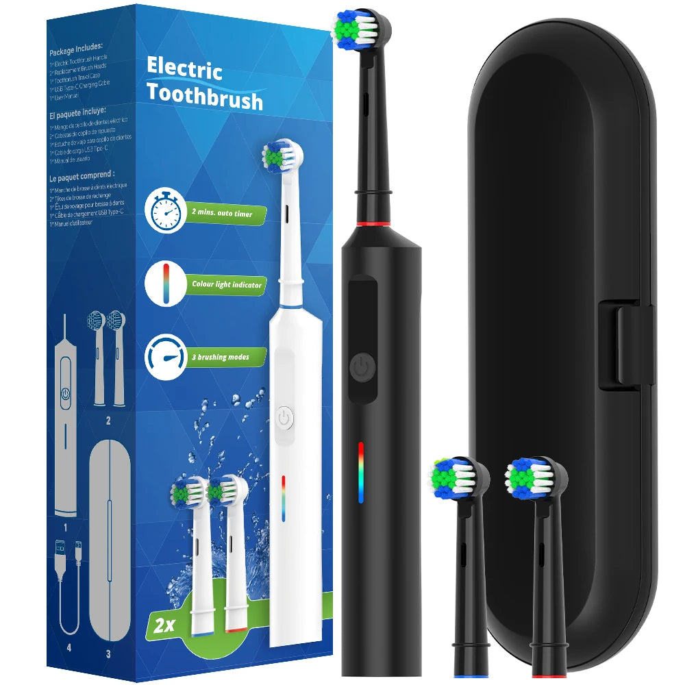 Bristle Smart Rotating Electric Toothbrush With Rounded Head Rechargeable System