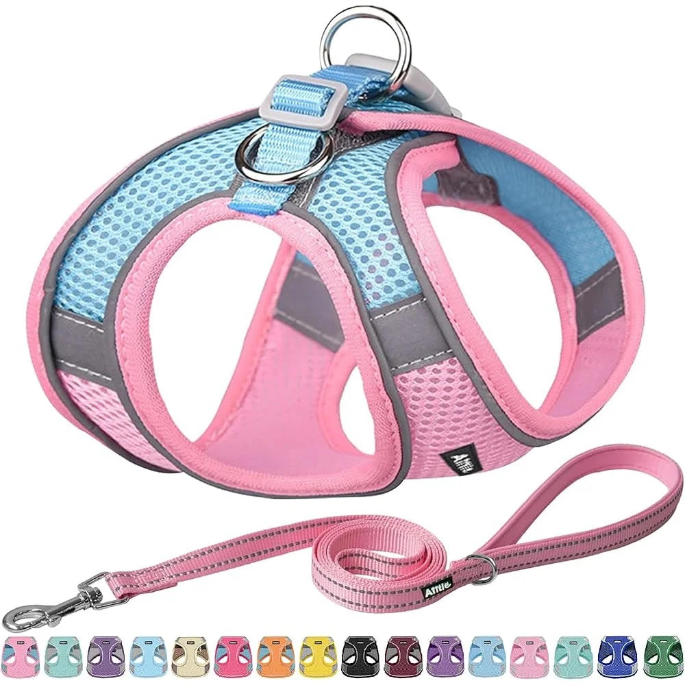 Fujian Step In Dog Harness Leash Set No Pull Escape Proof Soft Mesh Vest Reflective Bands