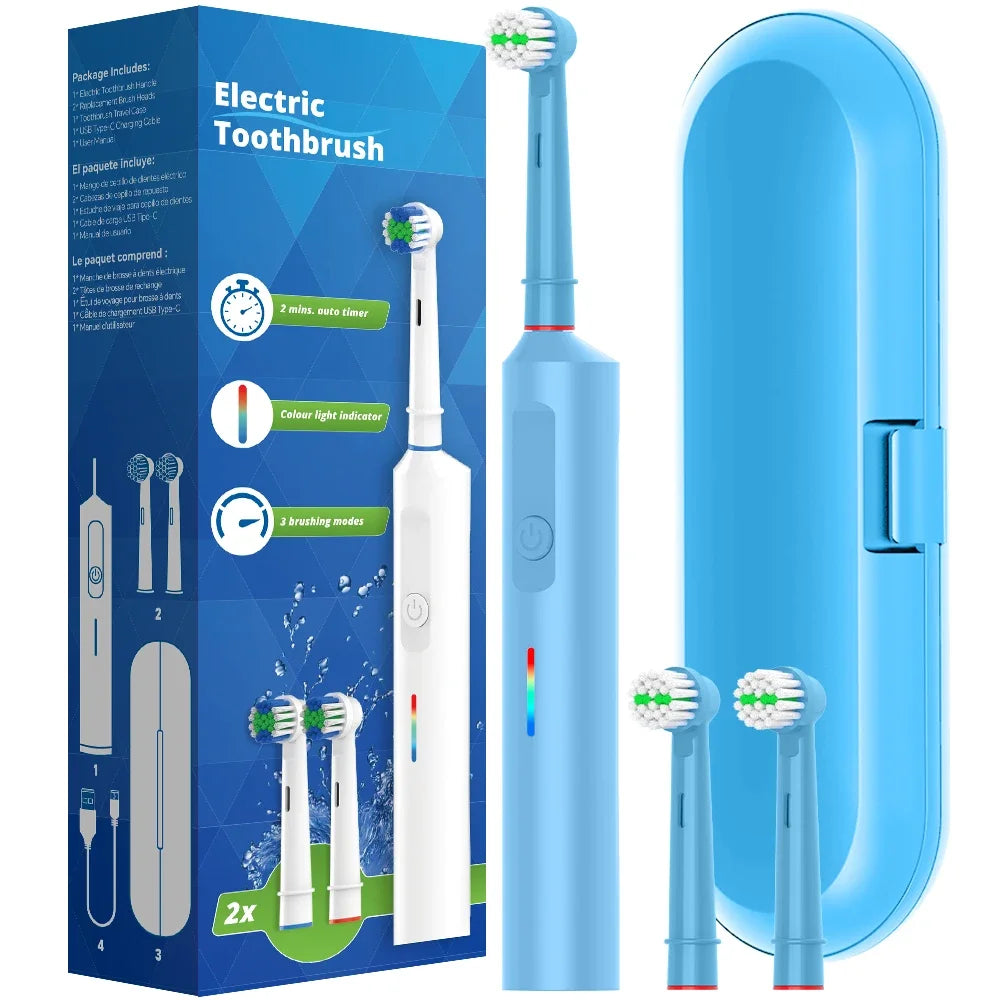 Bristle Smart Rotating Electric Toothbrush With Rounded Head Rechargeable System