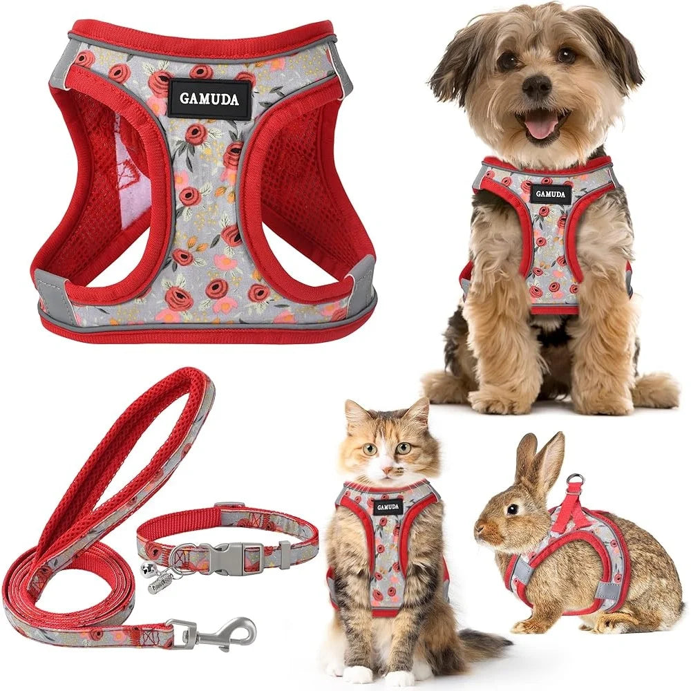 Fujian Dog Harness Collar Leash Set Reflective Step In