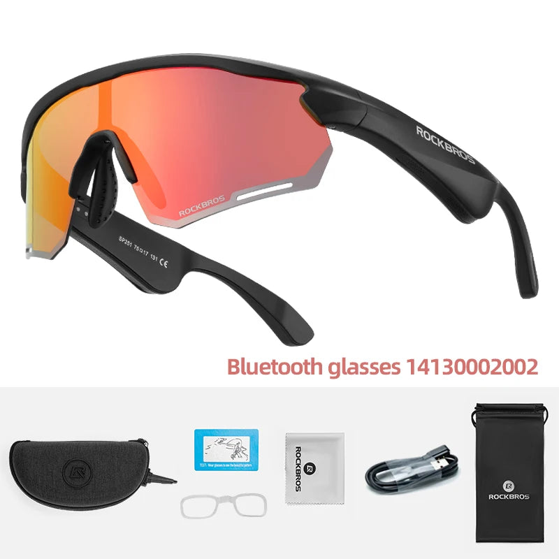 Rockbros Wireless Cycling Glasses Bluetooth 5.2 Polarized UV400