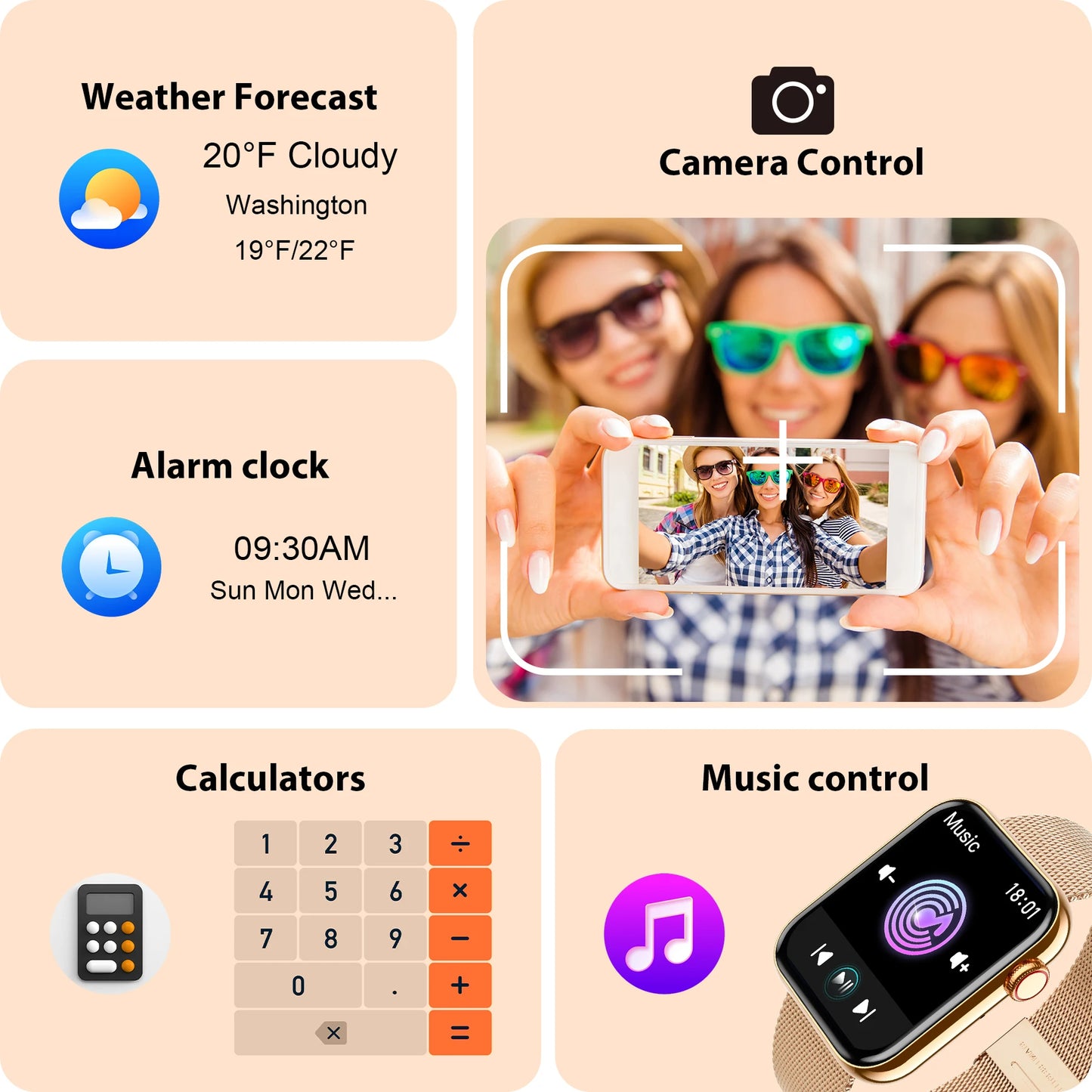 Smart Fitness Watch for iPhone Android Pedometer and Calls