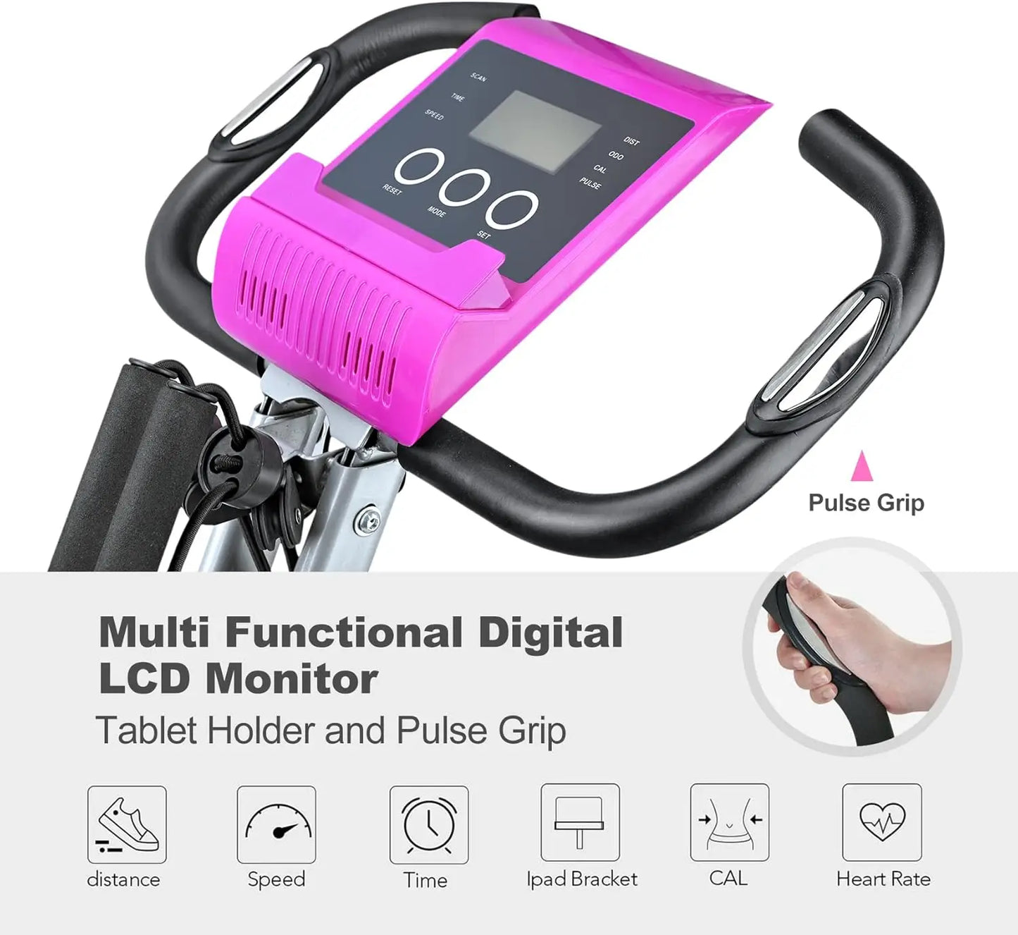 Folding Exercise Bike Portable Upright Recumbent With Adjustable Backrest For Indoor Cardio Fitness