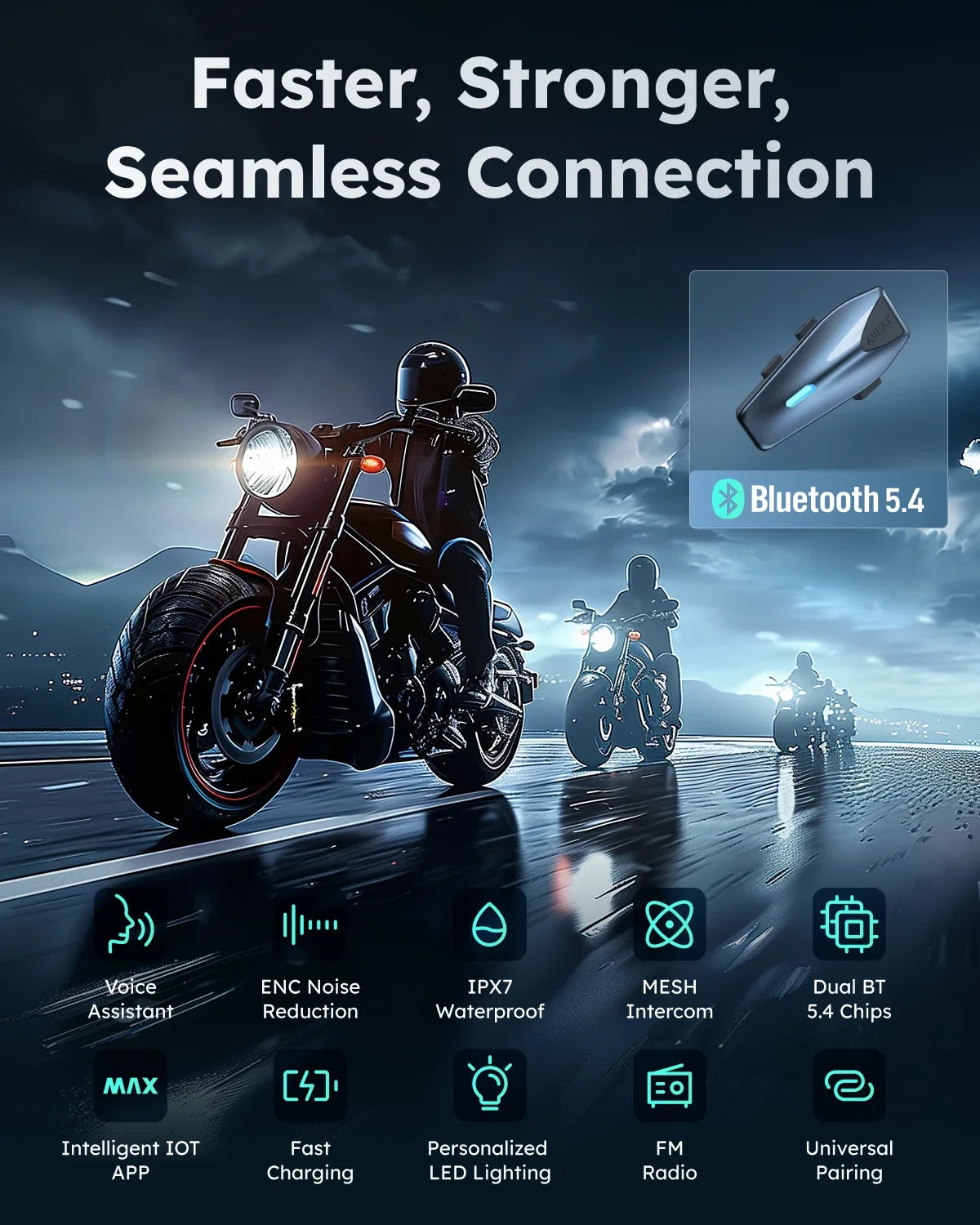 ASMAX S1 Motorcycle Intercom Bluetooth Helmet Headset