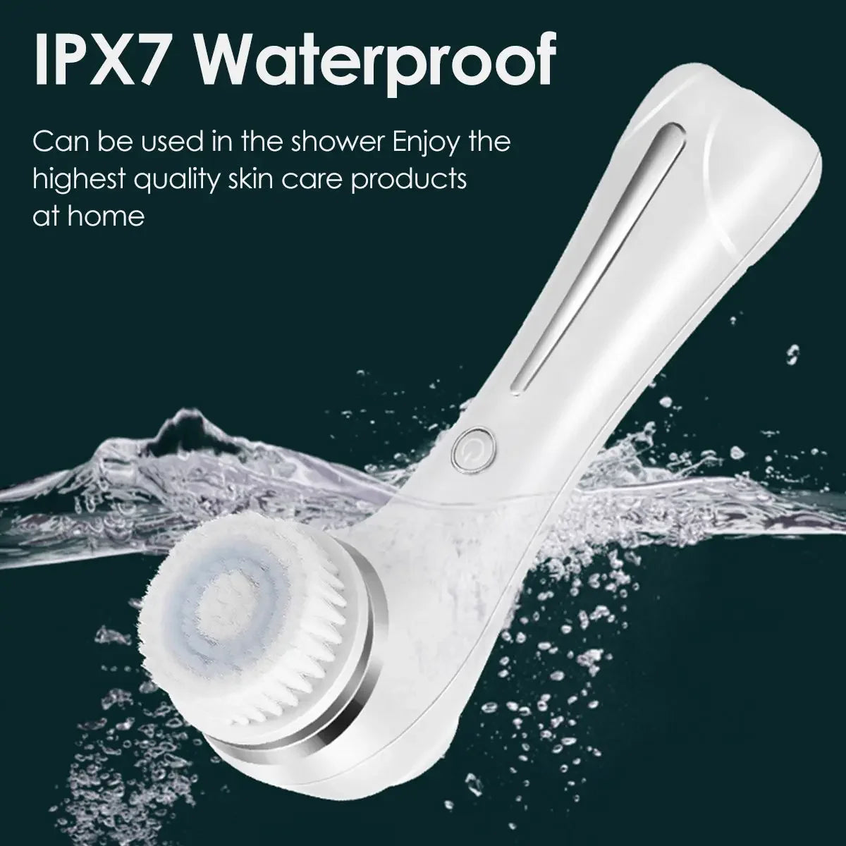 AUKYGGUS Sonic Face Scrubber Facial Cleansing Brush With 5 Interchangeable Heads IPX7 Waterproof Wireless Rechargeable