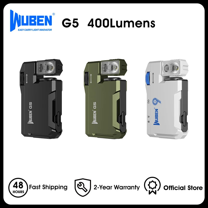 WUBEN G5 Rechargeable EDC Flashlight Dual Light Sources RGB