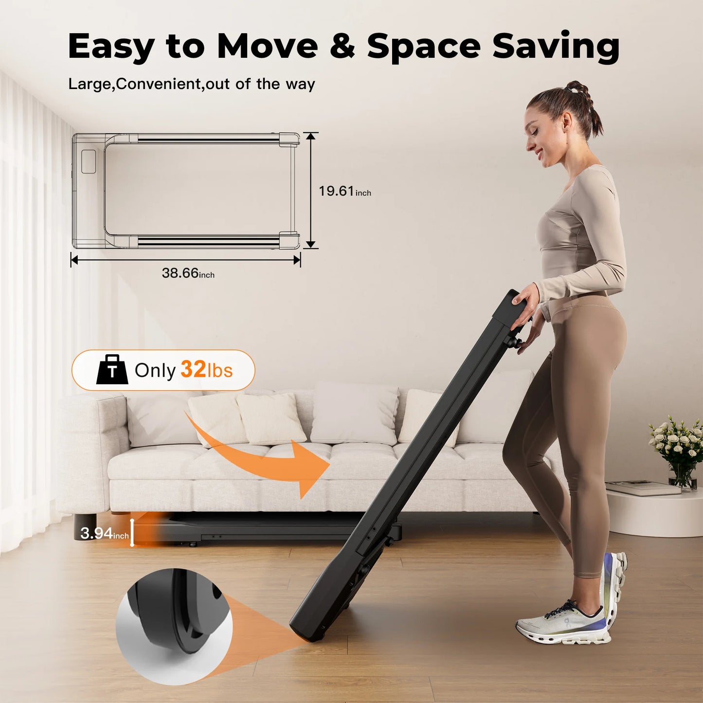 Superun Two In One Walking Pad Under Desk Treadmill With Remote LED Display 2.5HP For Home Office