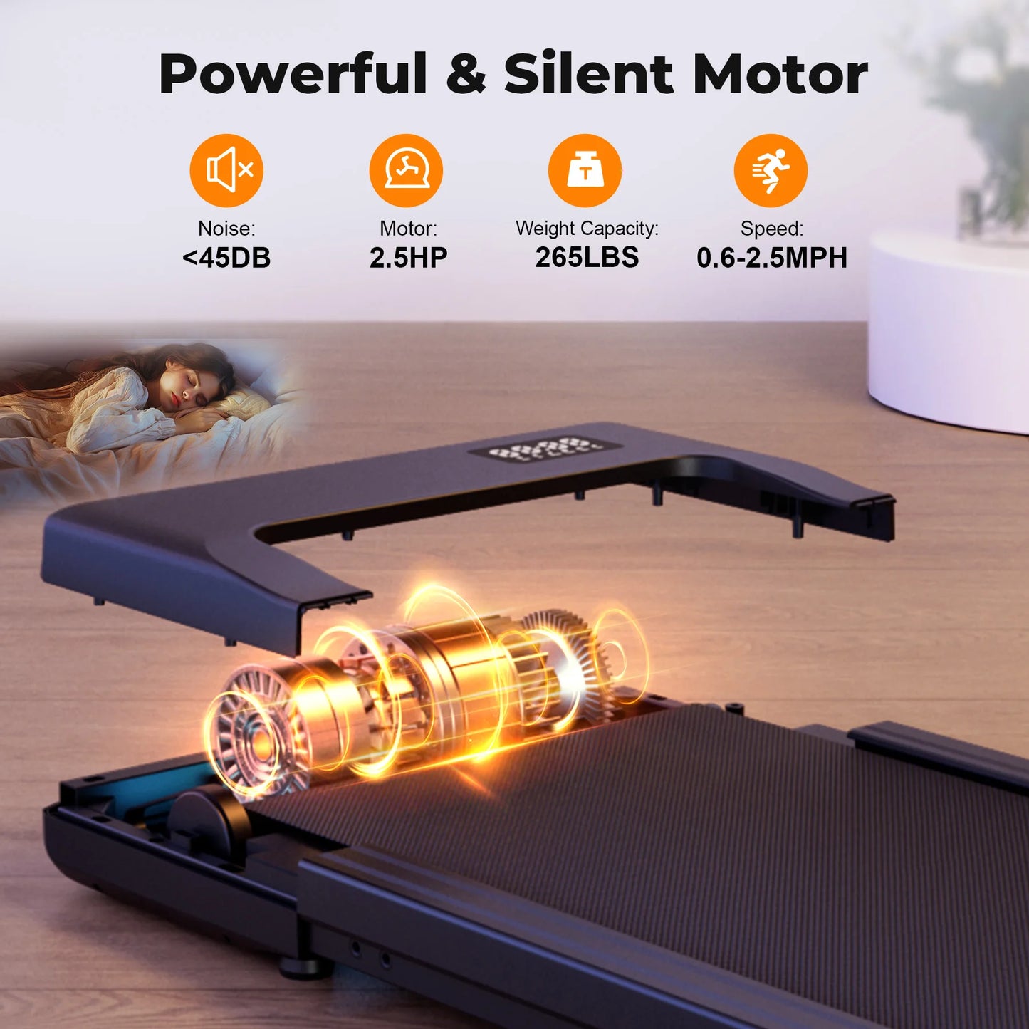 Superun Two In One Walking Pad Under Desk Treadmill With Remote LED Display 2.5HP For Home Office