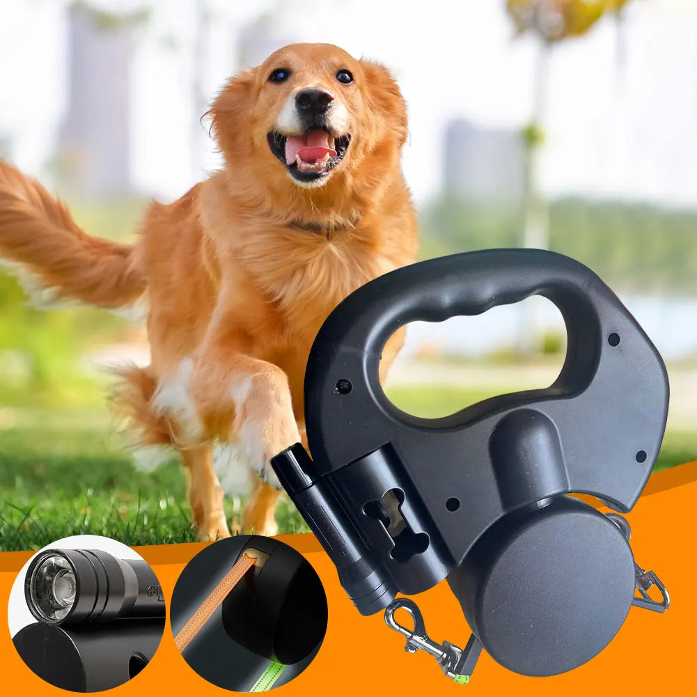 Dual Pet Leash Double Headed LED Retractable Dog Leash Two