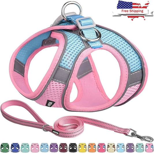 Fujian Step In Dog Harness Leash Set No Pull Escape Proof Soft Mesh Vest Reflective Bands