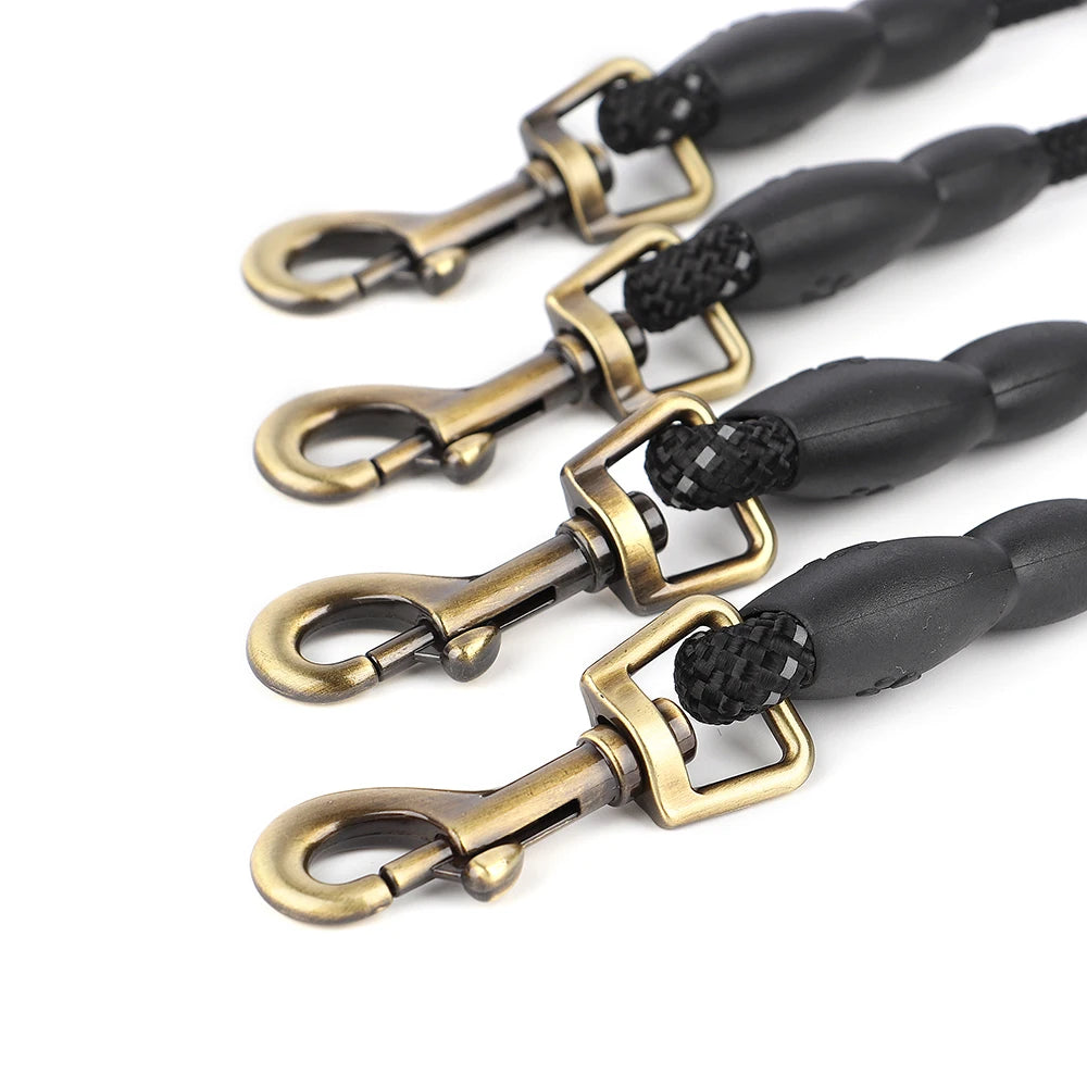 Reflective PU Leather Dog Leash Nylon Training Lead