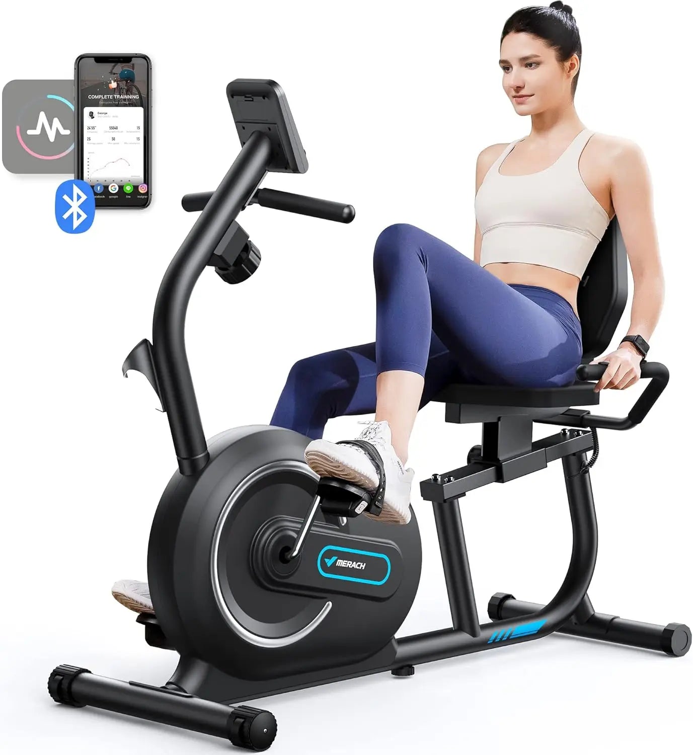 Recumbent Exercise Bike For Home With ProprietaryAppConnectivity And LCD Display