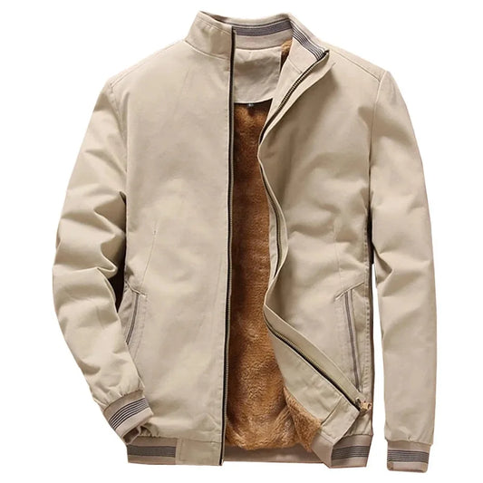 QB Aristocratic Men Aviator Jacket Fleece Thickened Warm Zippered OuterwearCollection
