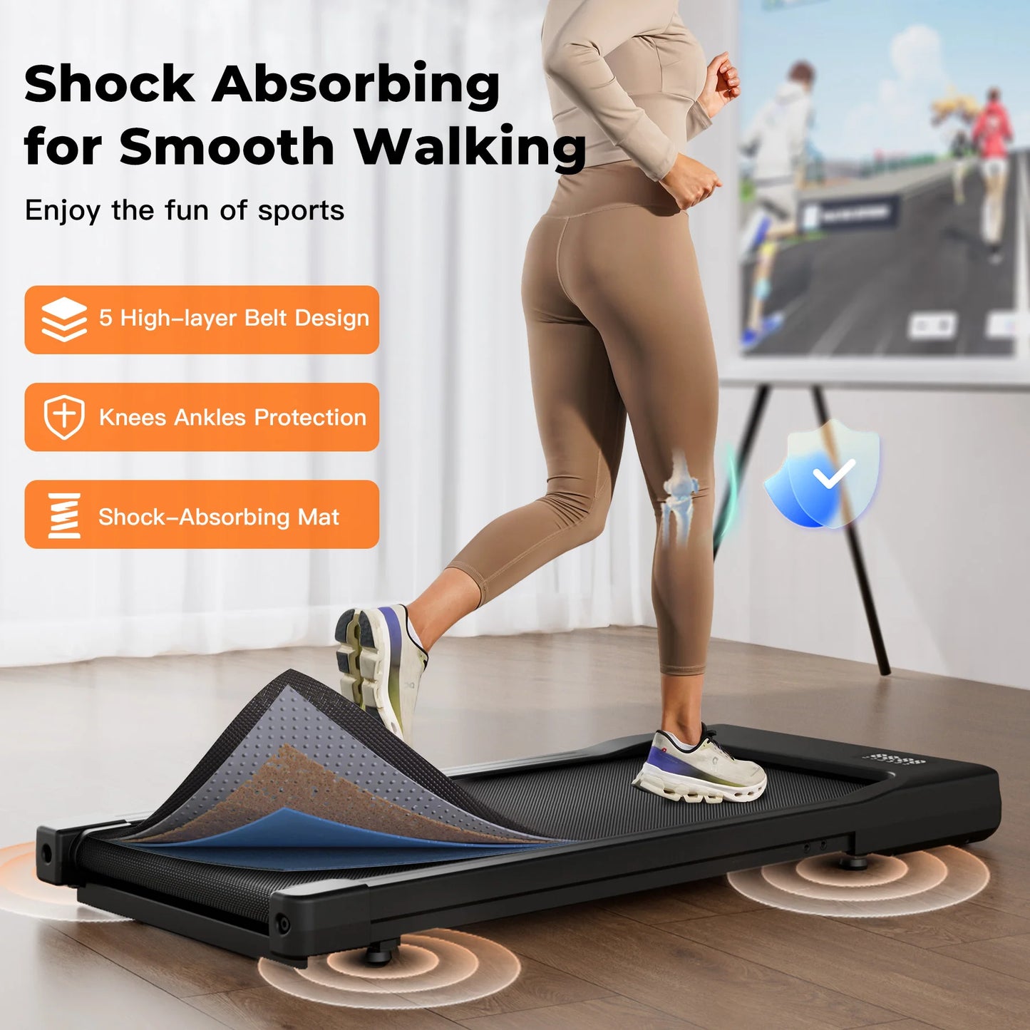 Superun Two In One Walking Pad Under Desk Treadmill With Remote LED Display 2.5HP For Home Office
