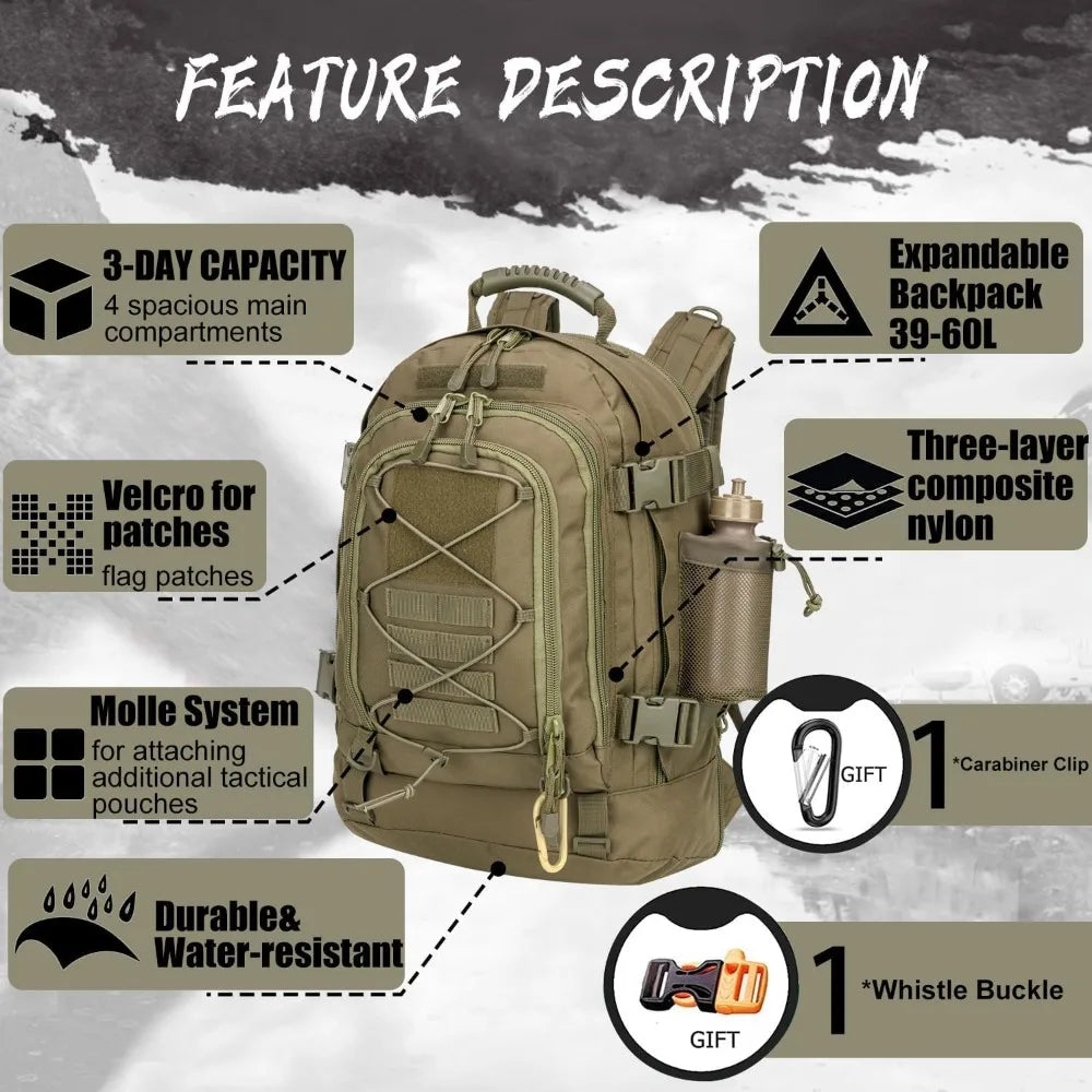 Military Tactical Backpack 3 Day Pack Expandable Gear