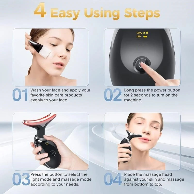 7LED Vibrating Neck and Face Massager USB Charging