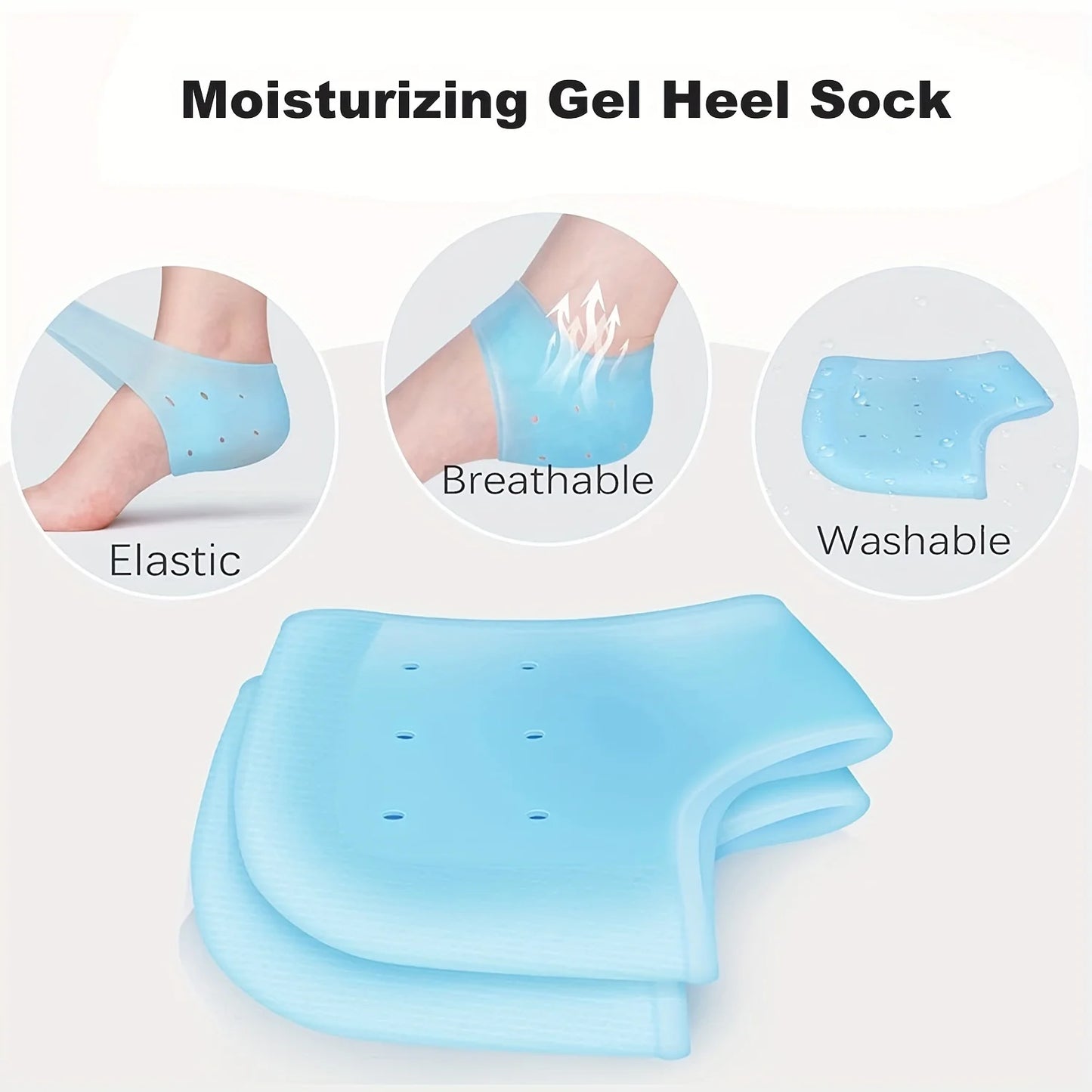 LSHOW Silicone Heel Protectors Gel Cushions 2 Pack For Cracked Heels Foot Care Plantar Fasciitis Relief
