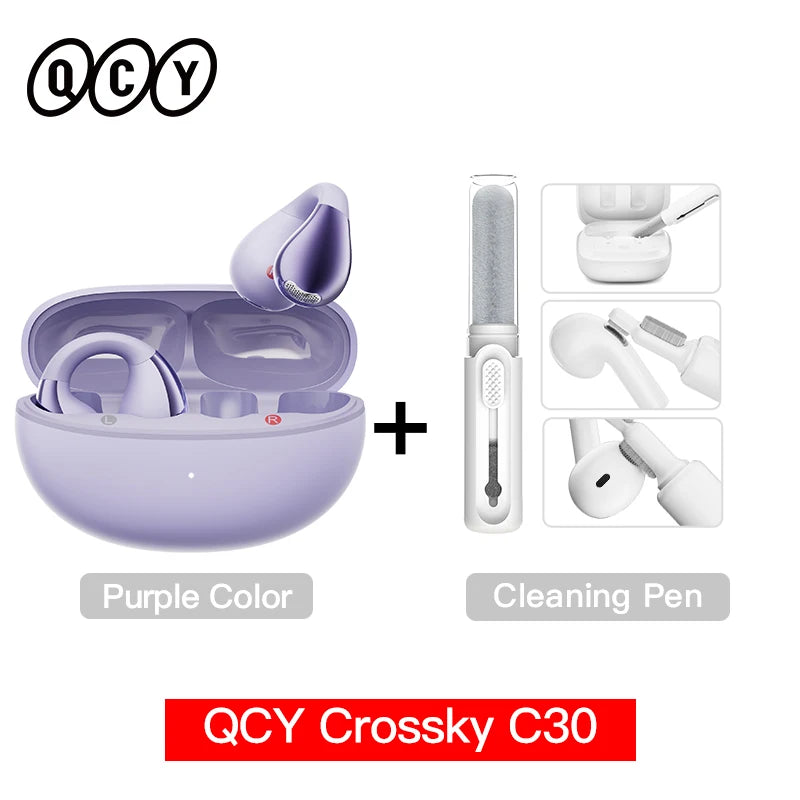 QCY Crossky C30 Open Ear Clip Earphones Wireless Bluetooth 5.4 Sports TWS Earbuds