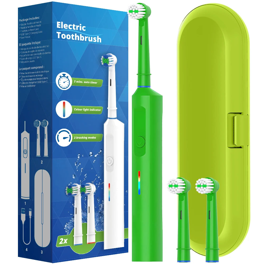 Bristle Smart Rotating Electric Toothbrush With Rounded Head Rechargeable System