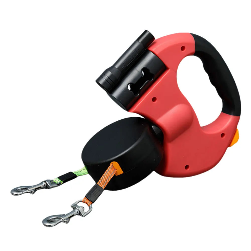 Dual Pet Leash Double Headed LED Retractable Dog Leash Two