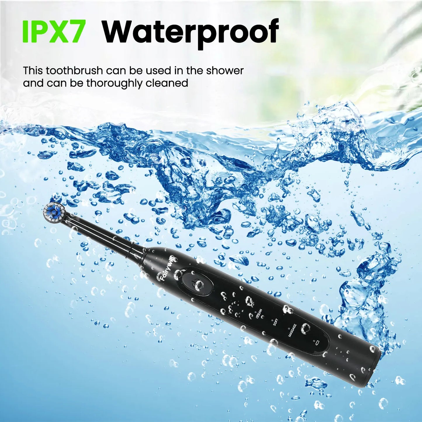 Fairywill T2233 Rechargeable Sonic Toothbrush Powerful Rotation Cleaning for Adults