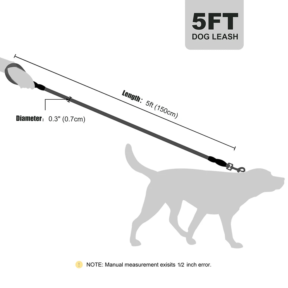 Reflective PU Leather Dog Leash Nylon Training Lead